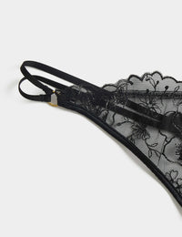 Arianna Embroidery Thong – Black Size 12