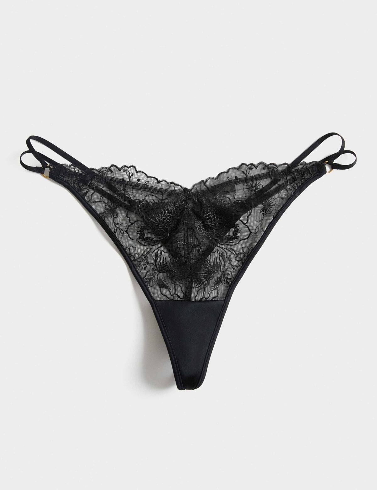 Arianna Embroidery Thong – Black Size 12