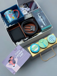 BEST DADA Father’s Day Gift Set with wallet, belt, mug, trimmer, tie set and premium packaging