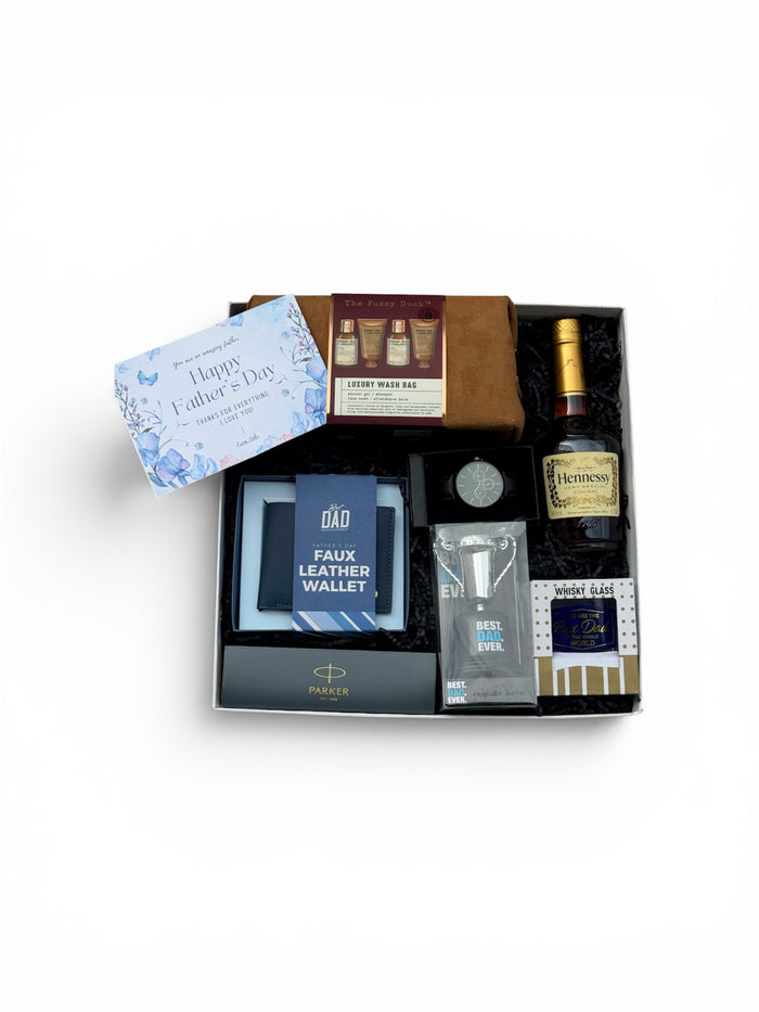 Luxury Father’s Day Gift Set YUPPY DADDY with watch, wallet, pen, whiskey glass and premium packaging