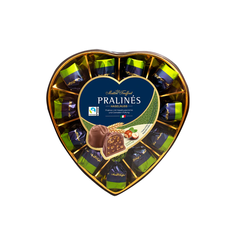Maître Truffout Milk Chocolate Hazelnut & Cereal Pralinés Heart 165g