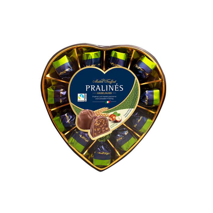 Maître Truffout Milk Chocolate Hazelnut & Cereal Pralinés Heart 165g