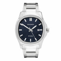Sekonda Octaire Silver Stainless Steel Watch with blue textured dial
