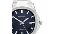 Sekonda Octaire Silver Stainless Steel Watch with blue textured dial