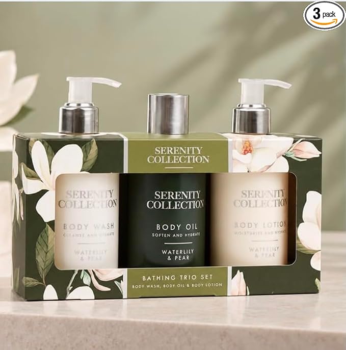 Serenity Collection Waterlily & Pear Bathing Trio Gift Set