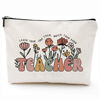 Teacher-themed zipper purse with teacher pattern print, perfect for teacher appreciation gifts in Nigeria by Giftsnboxes.