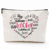 Teacher-themed zipper purse with teacher pattern print