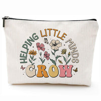 Teacher-themed zipper purse with teacher pattern print