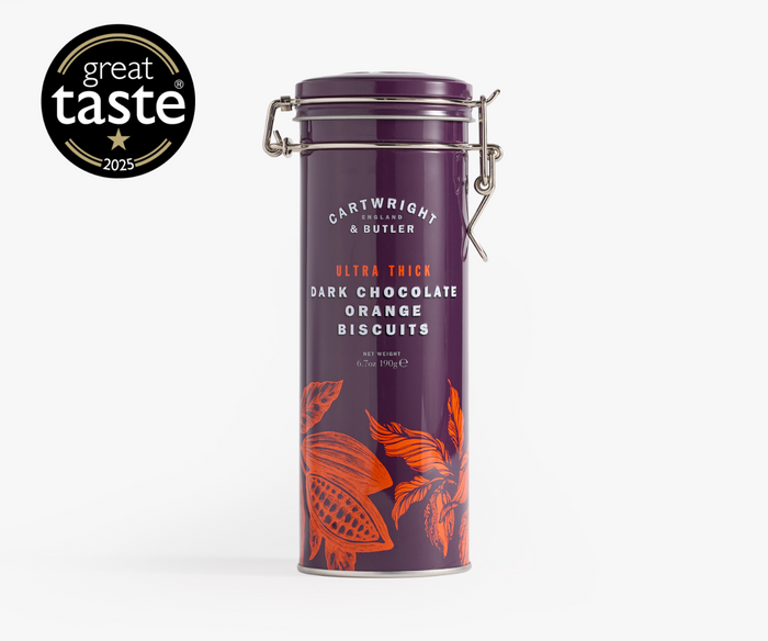 Cartwright & Butler Ultra Thick Dark Chocolate Orange Biscuits in Tin 190g