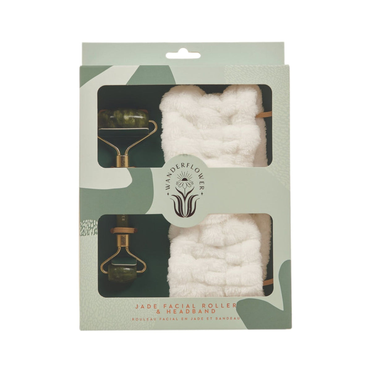 jade facial roller Abuja Wanderflower skincare set with headband by Giftsnboxes