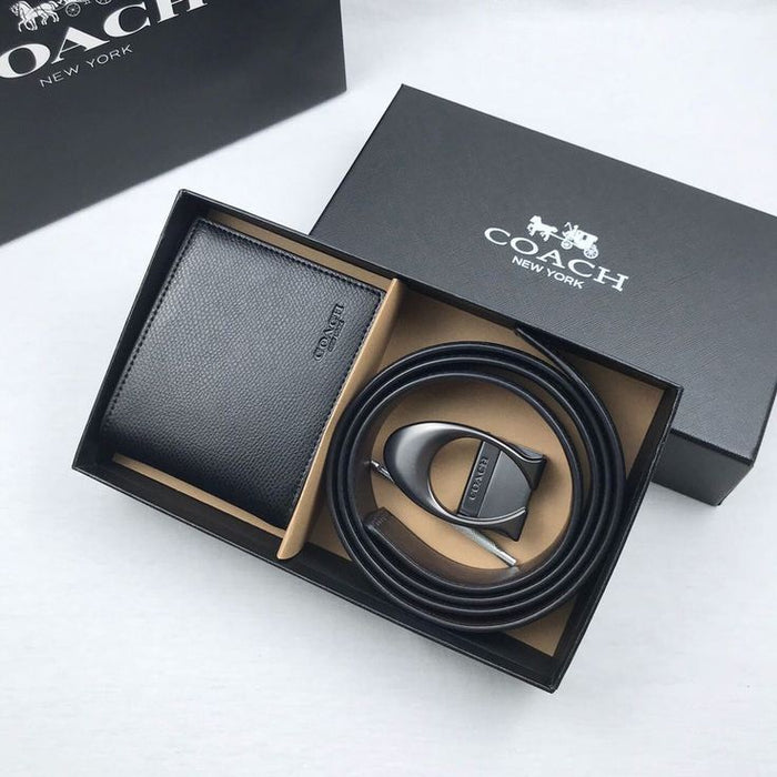 coach black men wallet and belt