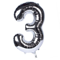 Silver Number Helium Balloon