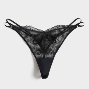 arianna embroidery thong – black size 12