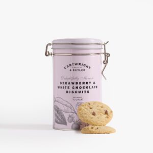 cartwright & butler strawberry & white chocolate biscuits in tin 200g