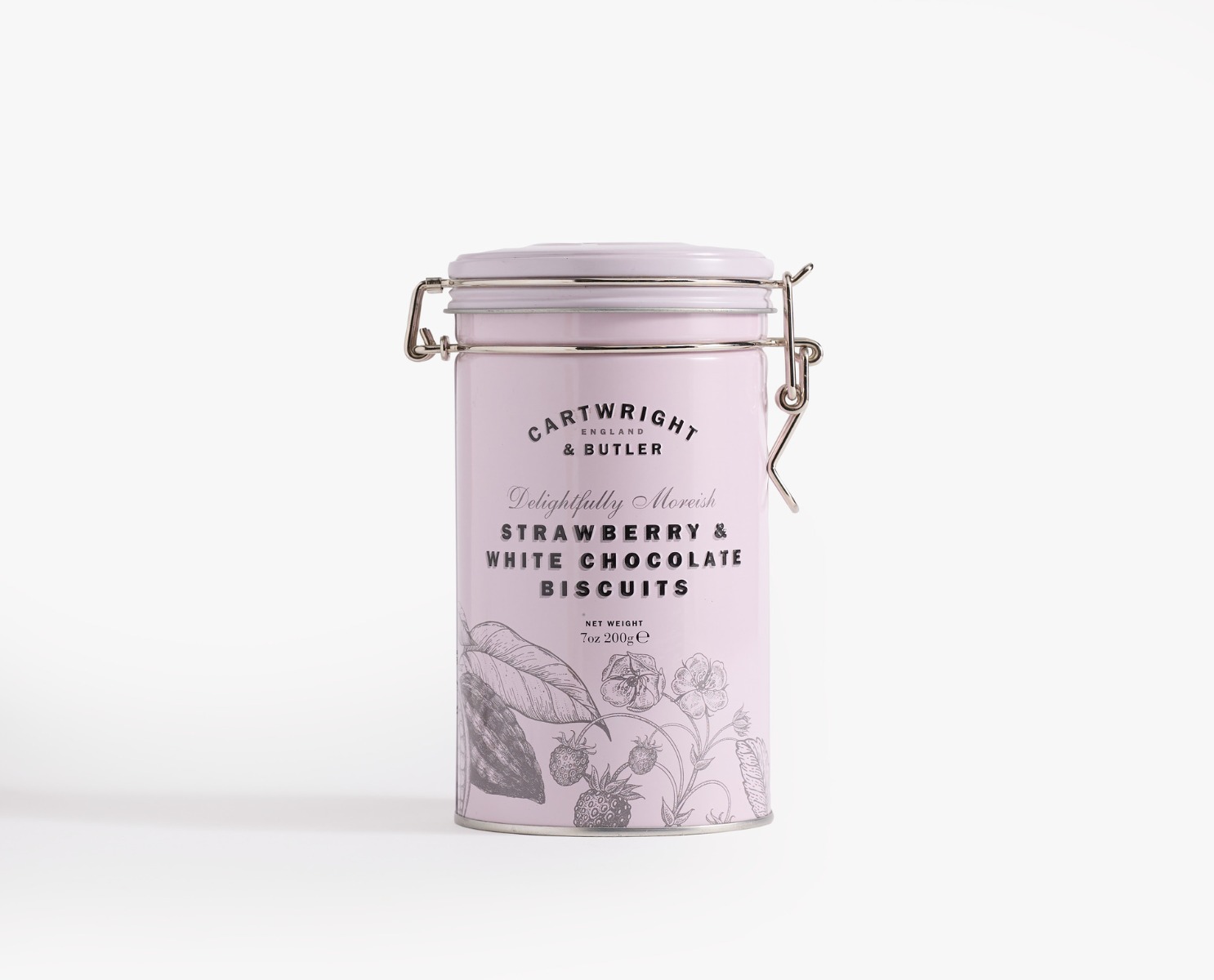 cartwright & butler strawberry & white chocolate biscuits in tin 200g