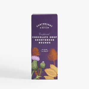 cartwright & butler chocolate drop shortbread rounds in carton 200 g