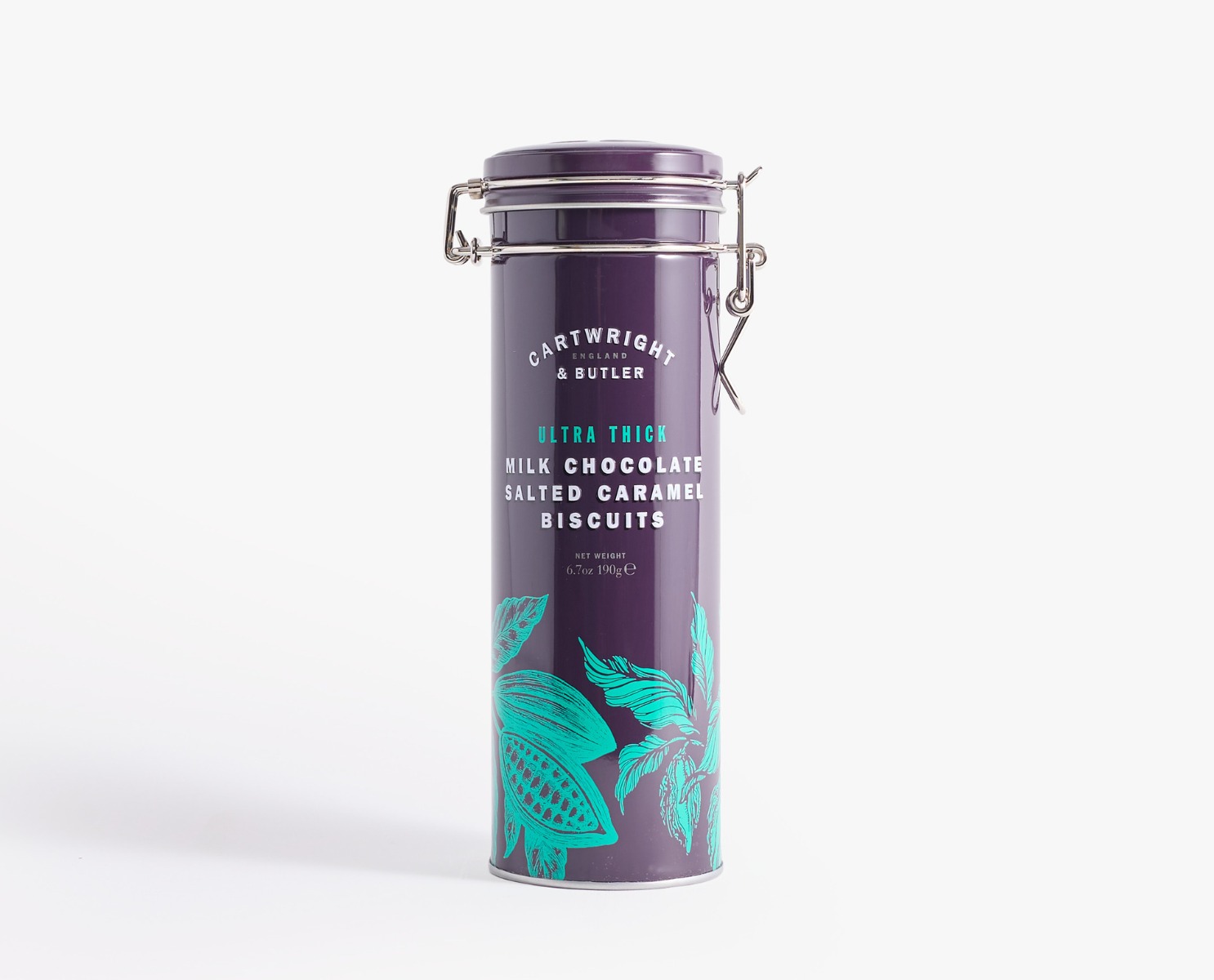 ultra thick milk chocolate salted caramel biscuits in tin 190g