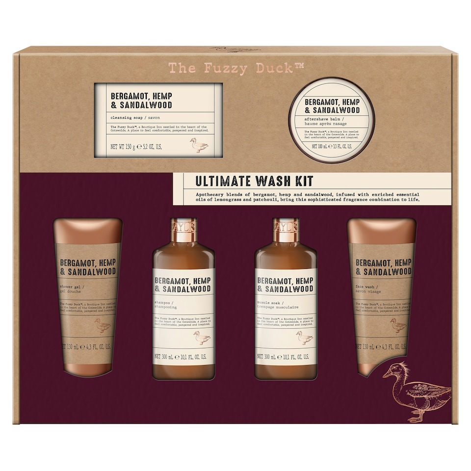 Baylis and Harding Fuzzy Duck Men's Grooming Gift Set with bergamot hemp and sandalwood fragrance