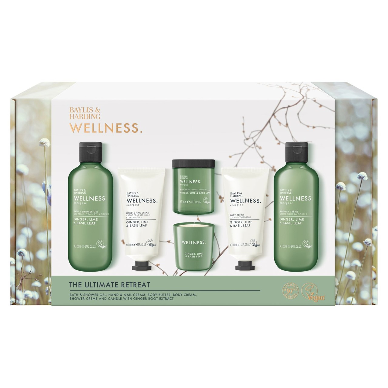 Baylis and Harding Wellness Retreat Gift Set with candle, bath products and body care essentials