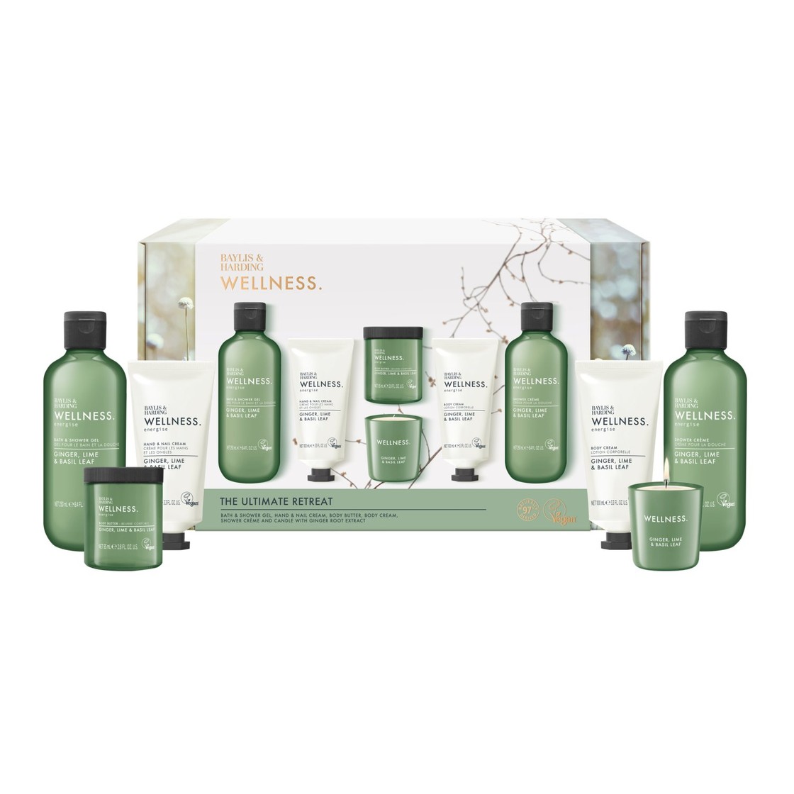 Baylis and Harding Wellness Retreat Gift Set with candle, bath products and body care essentials