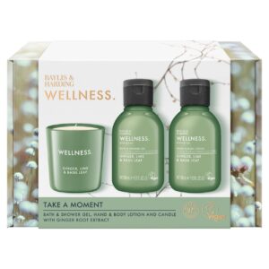 Baylis and Harding Wellness Take A Moment Gift Set with body lotion, shower gel and scented candle