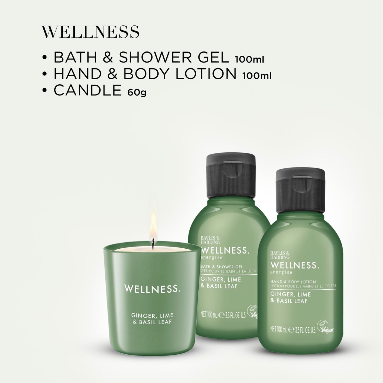 Baylis and Harding Wellness Take A Moment Gift Set with body lotion, shower gel and scented candle