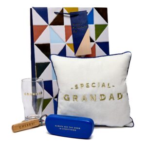 Grandad Father's Day Gift Bundle with cushion, pint glass set, glasses case and gift bag