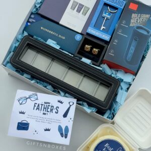 HUBSY Father’s Day Gift Set for husband with grooming kit, speaker, cake, cufflinks and premium packaging