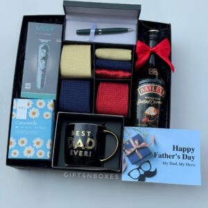 MY HERO Father’s Day Gift Set with mug, tea, Baileys, tie set, trimmer, pen and premium packaging