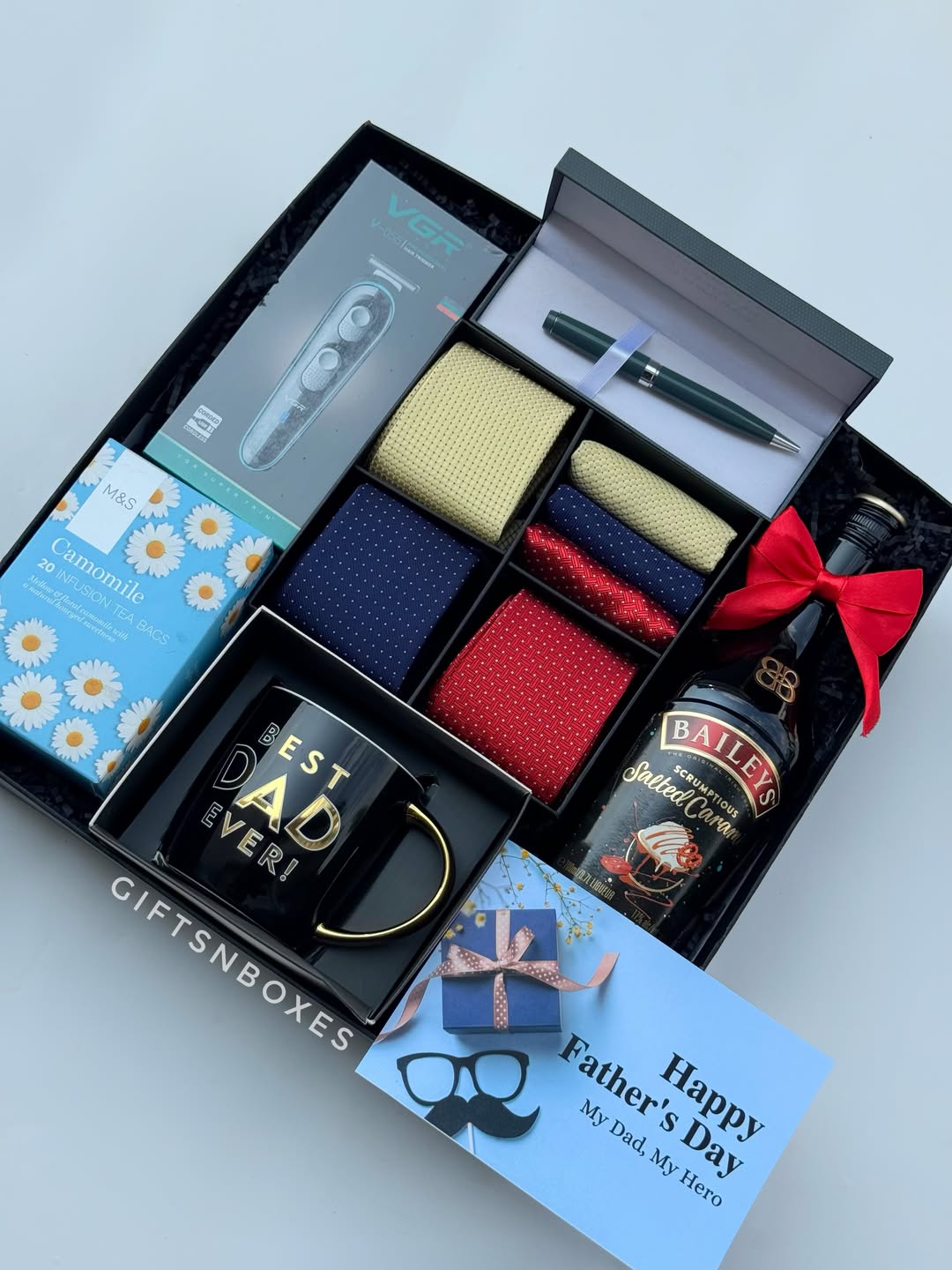 MY HERO Father’s Day Gift Set with mug, tea, Baileys, tie set, trimmer, pen and premium packaging