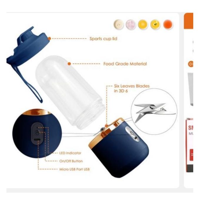 Portable Blender rechargeable fruit juicer for smoothies, protein shakes and healthy drinks